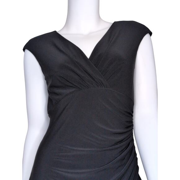 Ralph Lauren Black Ruched Dress 4 Classic Elegant Timeless Cocktail Stretch LBD - Picture 4 of 7